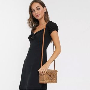 Oasis skater dress with tie front in black